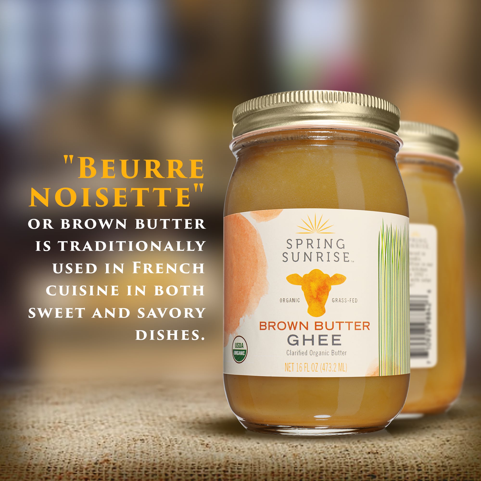 Brown Butter Organic Grass Fed Ghee – Spring Sunrise Natural Foods